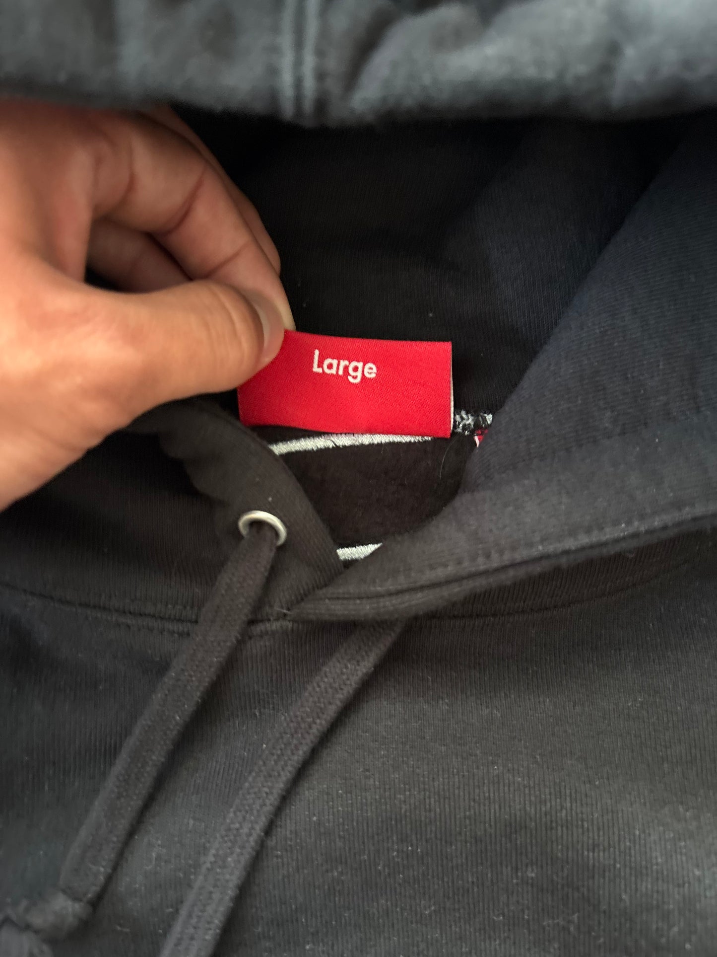 Supreme Satin Applique Hooded Sweatshirt (Str. L)