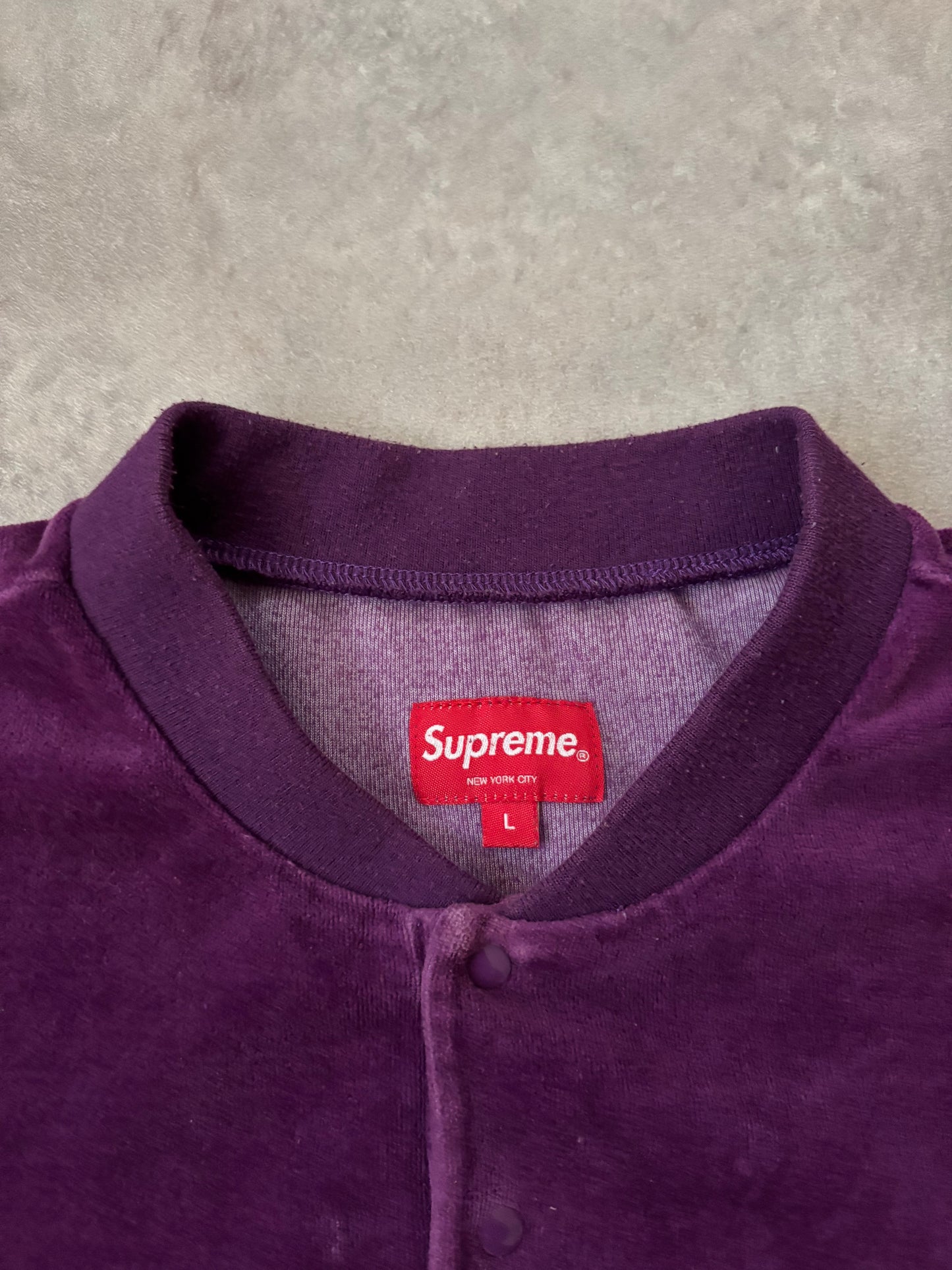Supreme Stripe Velour Raglan L/S Polo (Str. L)