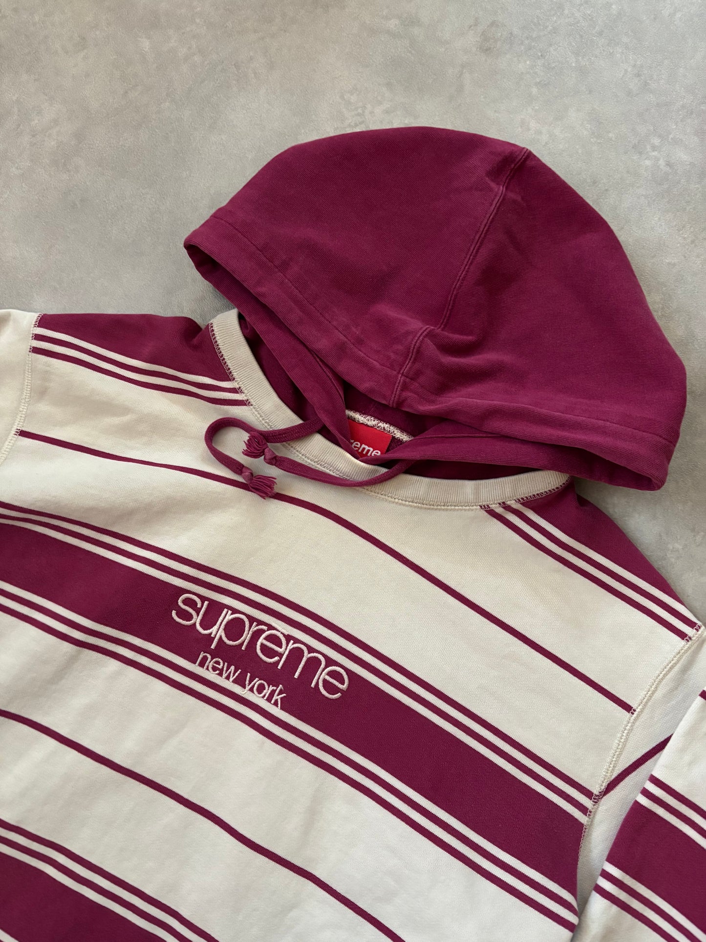 Supreme Striped Hooded Crewneck (Str. L)