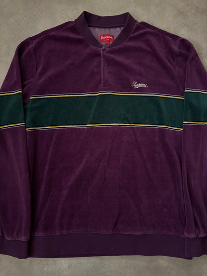 Supreme Stripe Velour Raglan L/S Polo (Str. L)