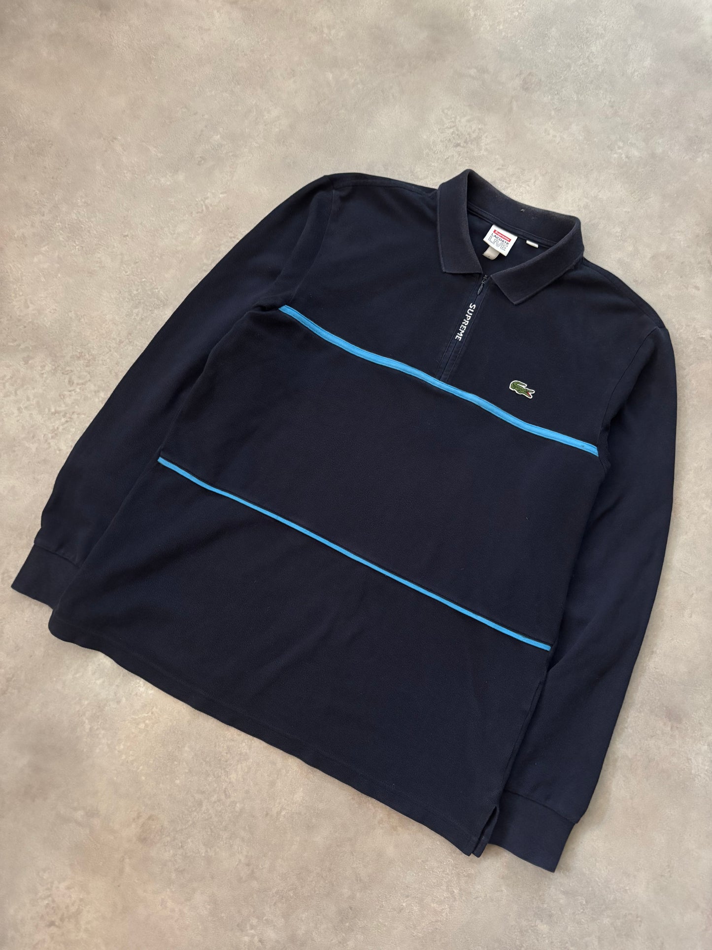 Supreme LACOSTE Pique Zip L/S Polo (Str. S)