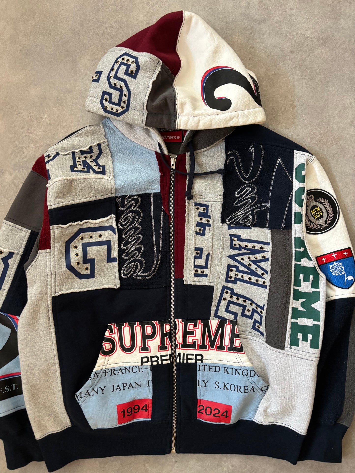 Supreme Patchwork Zip Up Hoodie (Str. S)