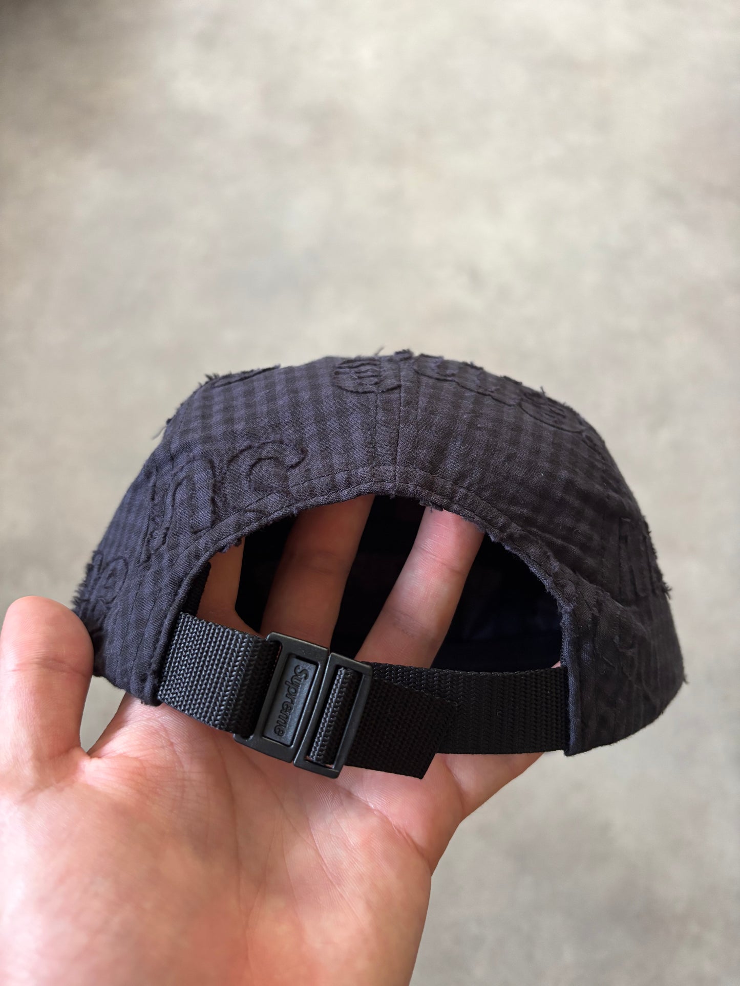 Supreme Monogram Gingham Camp Cap