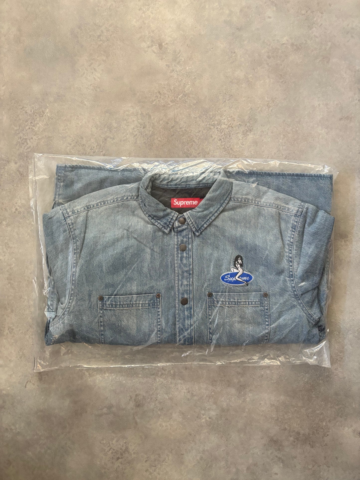 Supreme Quilted Lined Denim Snap Shirt (Str. M)