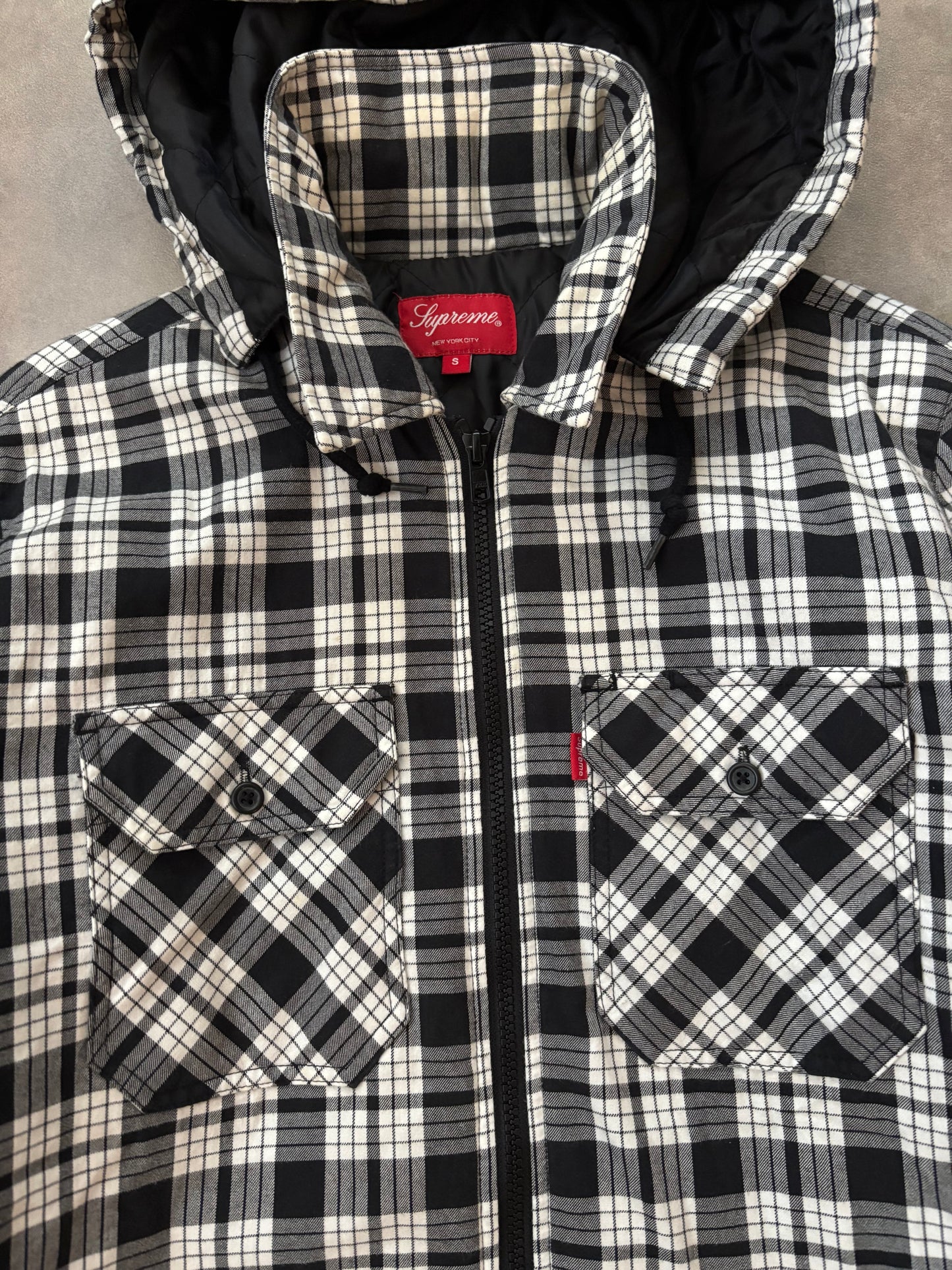 Supreme Lined Zip Up Hooded Flannel Shirt (Str. S)