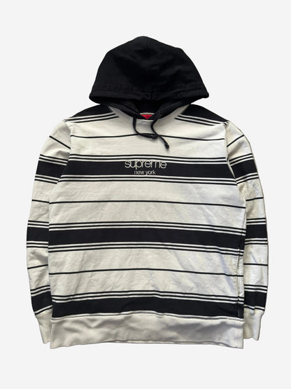 Supreme Striped Hooded Crewneck (Str. M)
