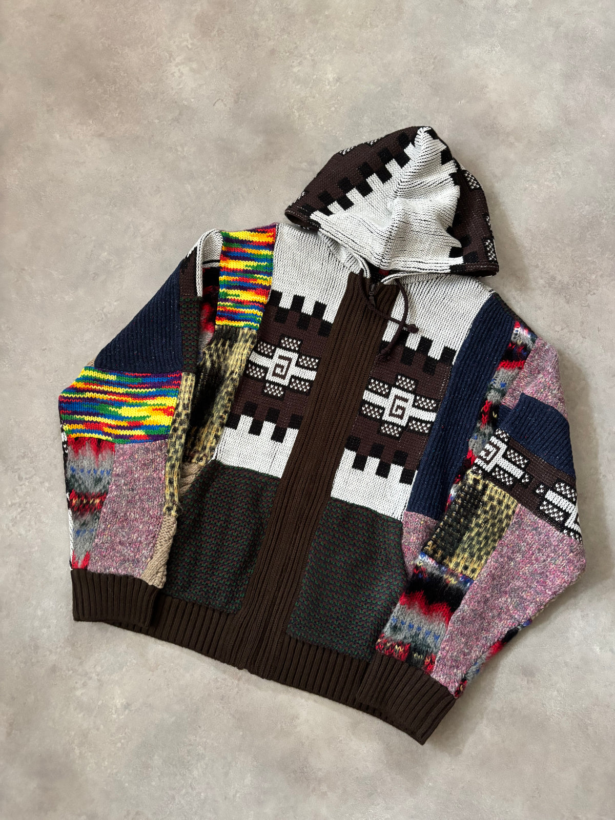 Supreme Patchwork Zip Up Hooded Sweater (Str. M)