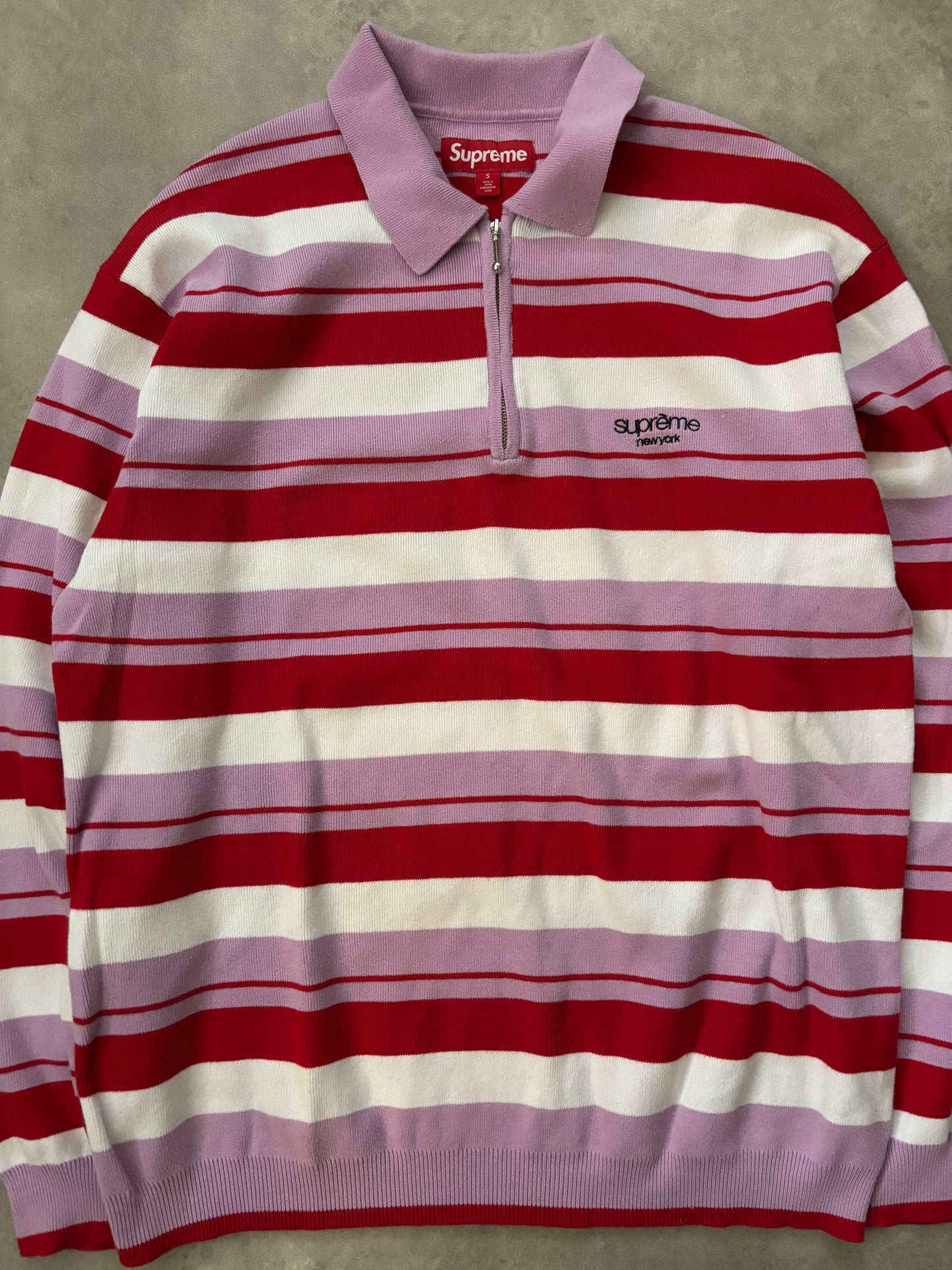 Supreme Stripe Zip L/S Polo (Str. S)