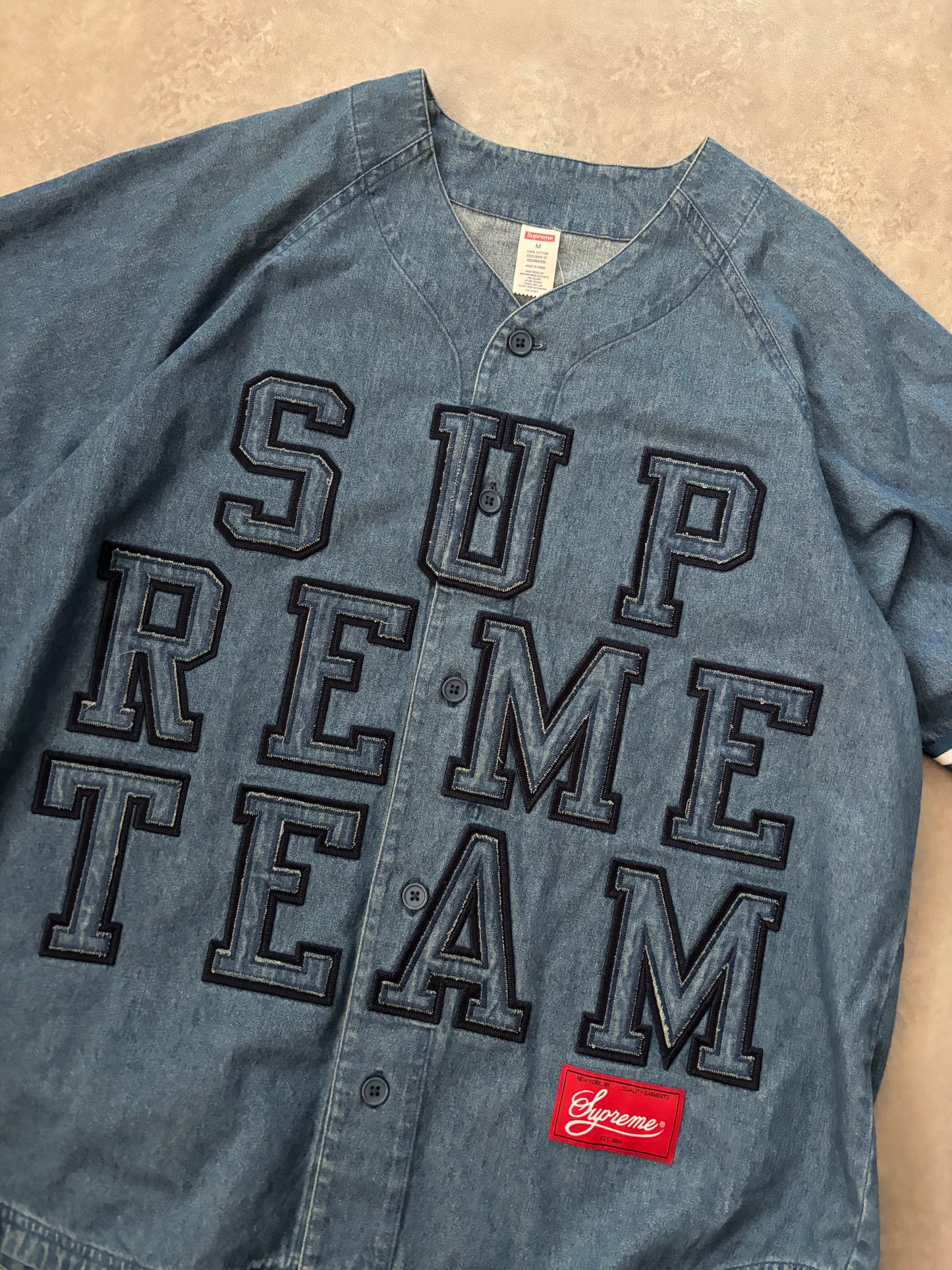 Supreme Denim Baseball Jersey (Str. M)