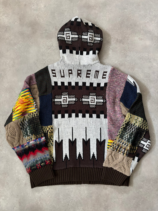Supreme Patchwork Zip Up Hooded Sweater (Str. M)