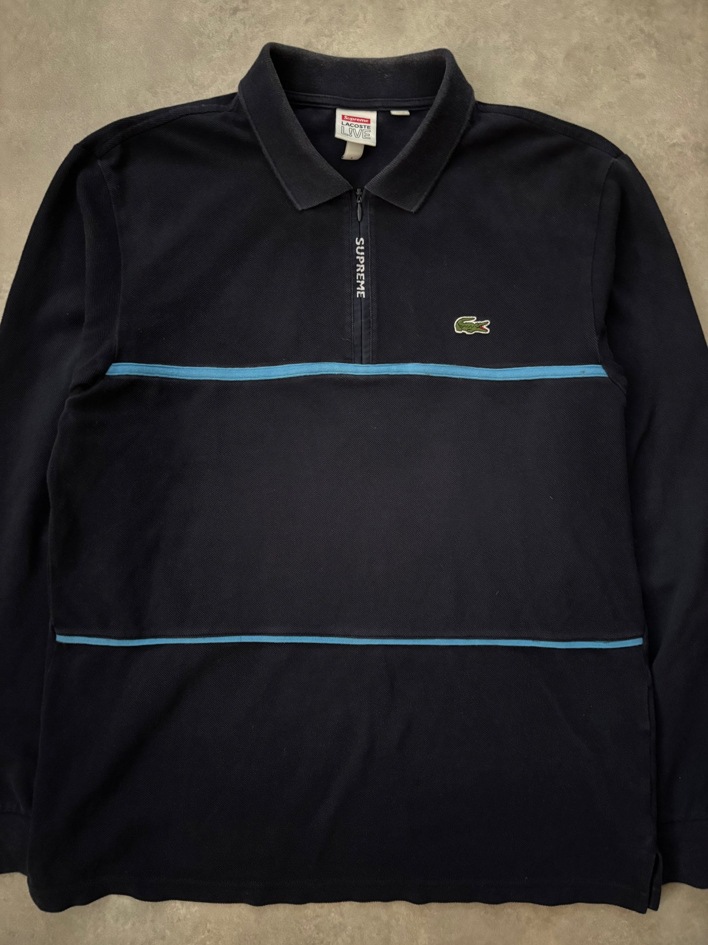 Supreme LACOSTE Pique Zip L/S Polo (Str. S)