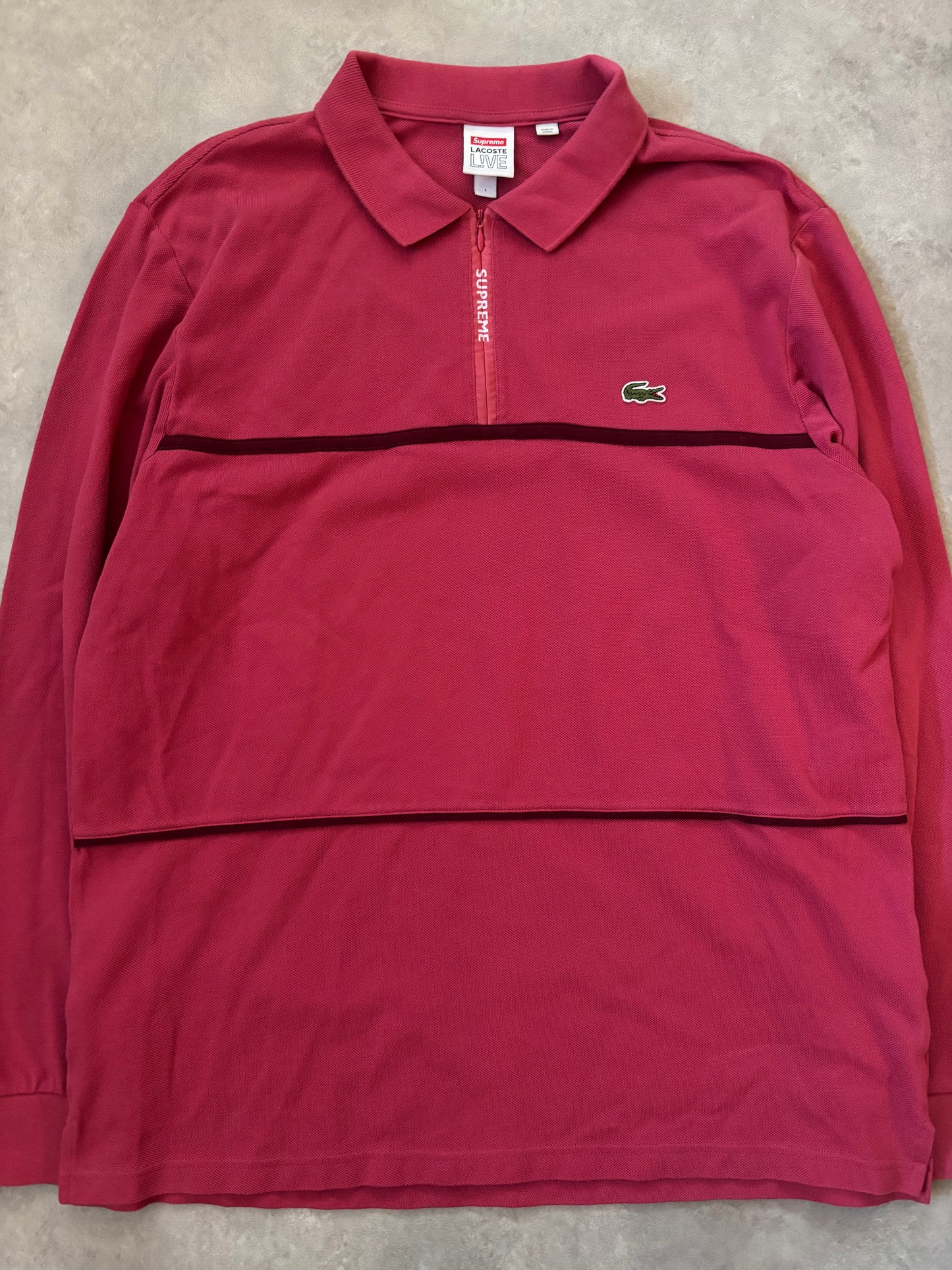 Supreme LACOSTE Pique Zip L/S Polo (Str. L)
