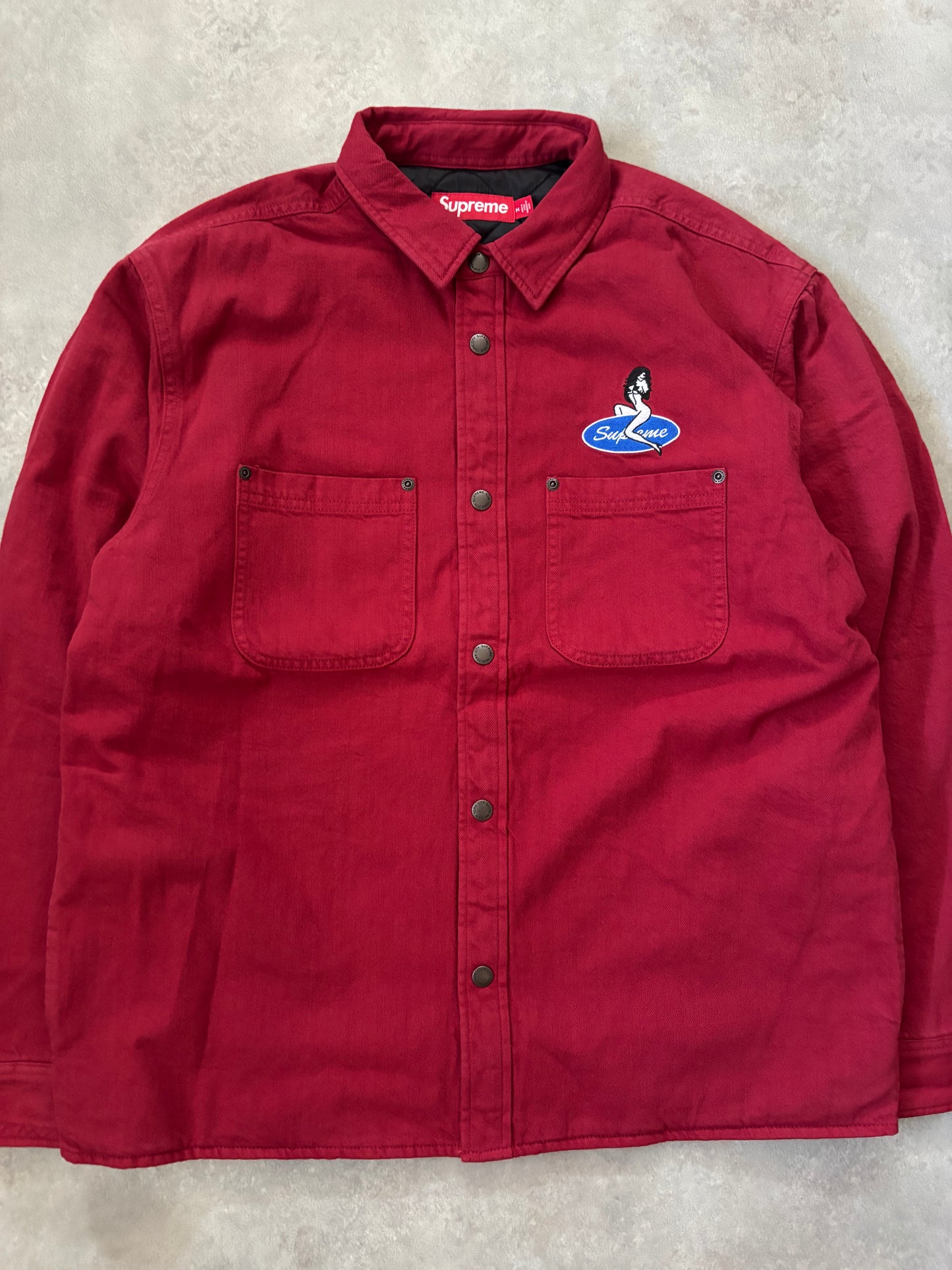 Supreme Quilted Lined Denim Snap Shirt (Str. M)