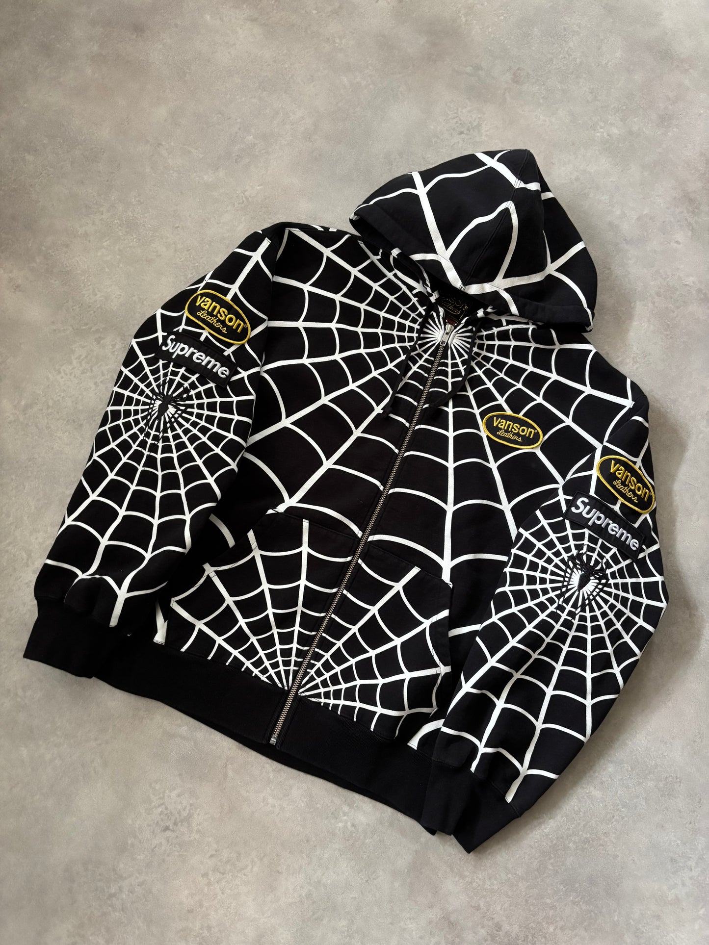 Supreme Vanson Leathers Spider-Man Zip Up Hoodie (Str. M)