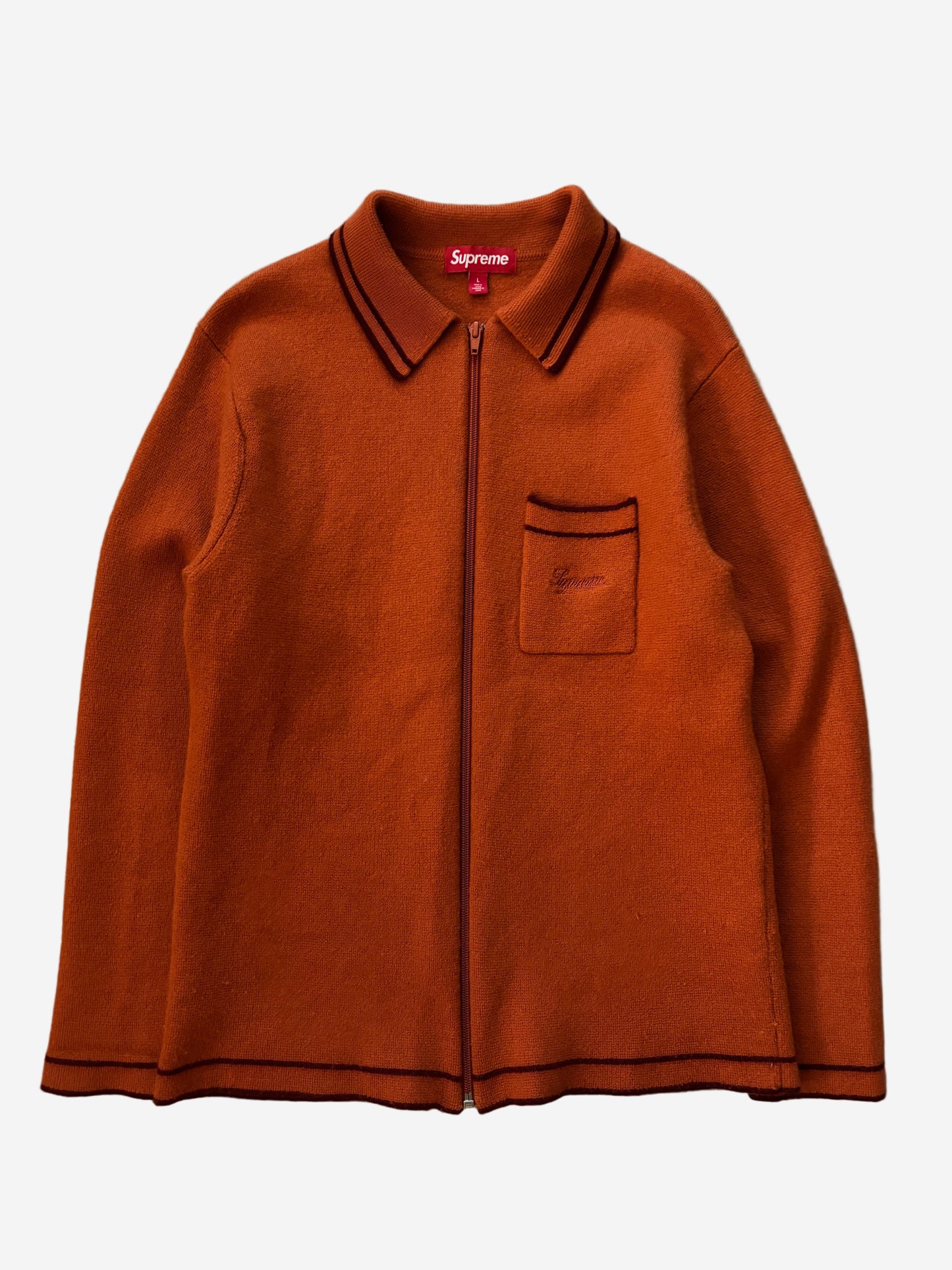 Supreme Zip Up Polo Sweater (Str. L)