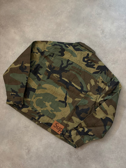 Supreme Jacquard Logos Denim Trucker Jacket