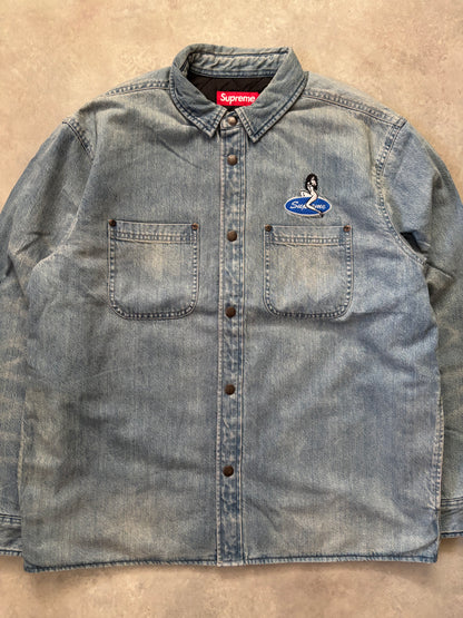 Supreme Quilted Lined Denim Snap Shirt (Str. M)
