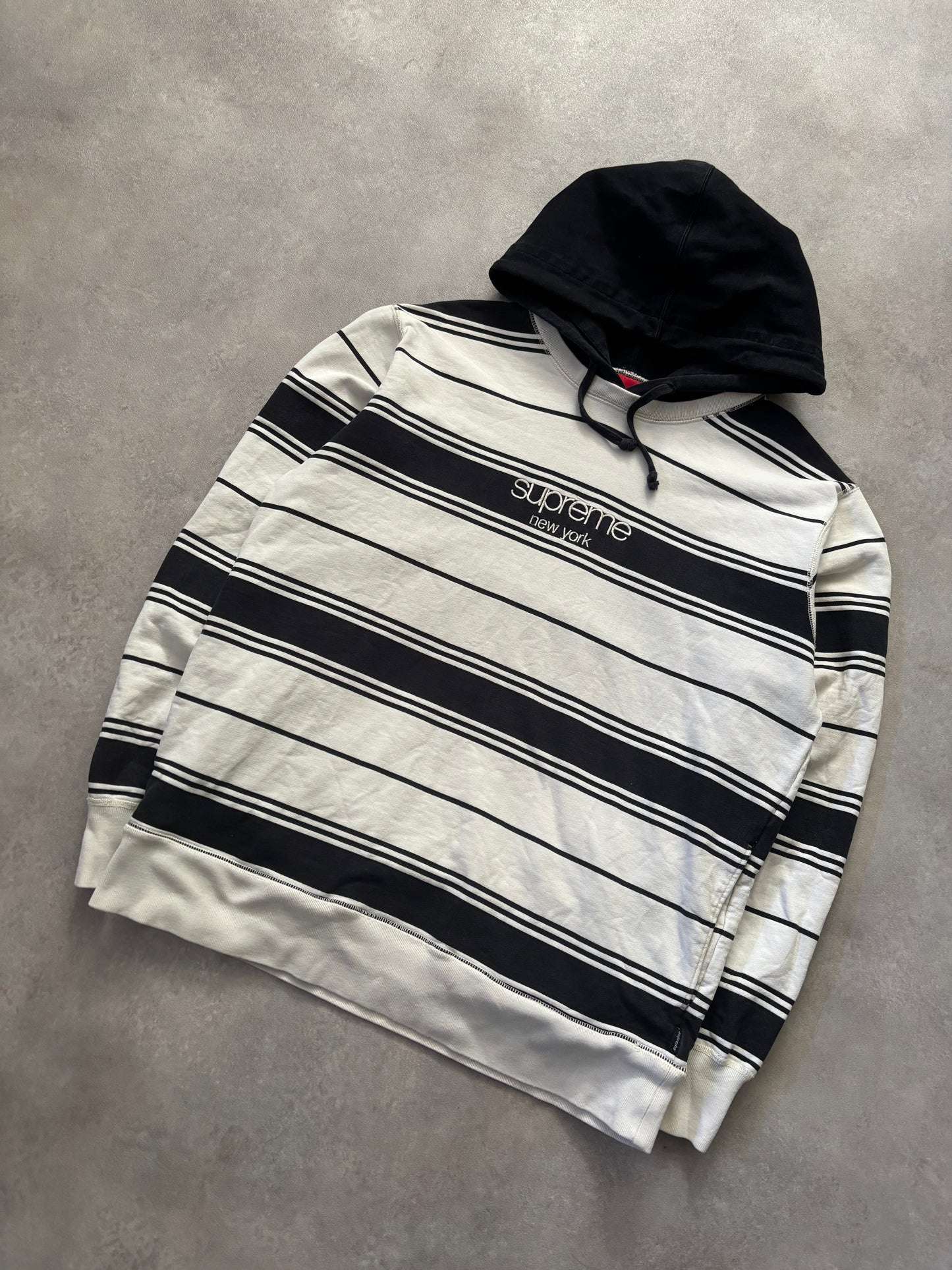 Supreme Striped Hooded Crewneck (Str. M)