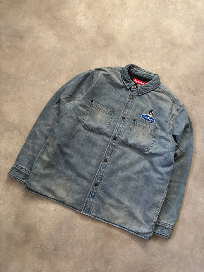 Supreme Quilted Lined Denim Snap Shirt (Str. M)