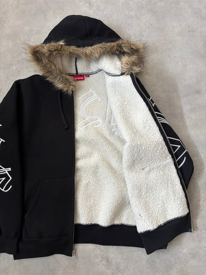 Supreme Faux Fur Zip Up Hooded Sweatshirt (Str. M)