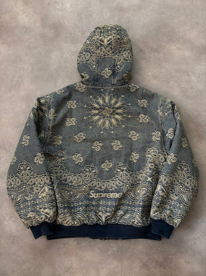 Supreme Bandana Jacquard Denim Hooded Work Jacket (Str. L)