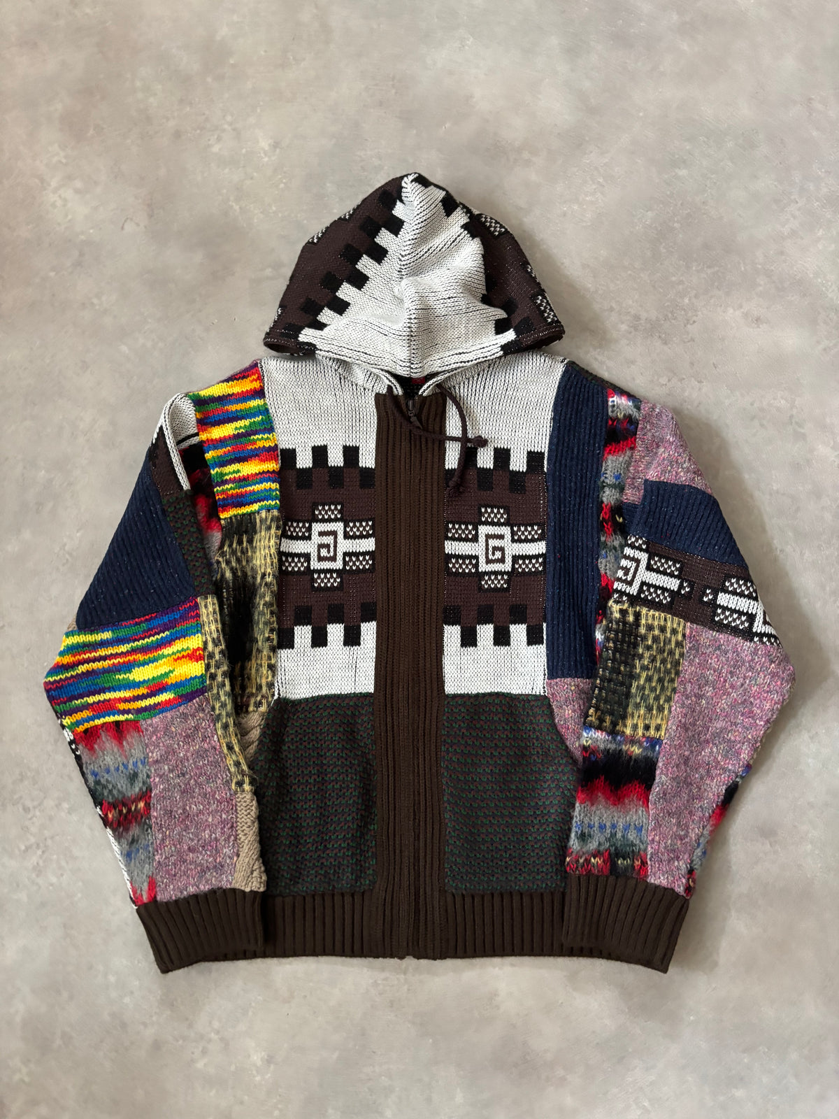 Supreme Patchwork Zip Up Hooded Sweater (Str. M)