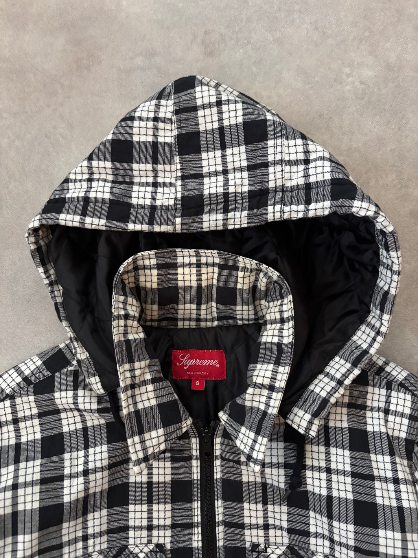 Supreme Lined Zip Up Hooded Flannel Shirt (Str. S)
