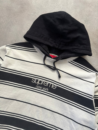Supreme Striped Hooded Crewneck (Str. M)