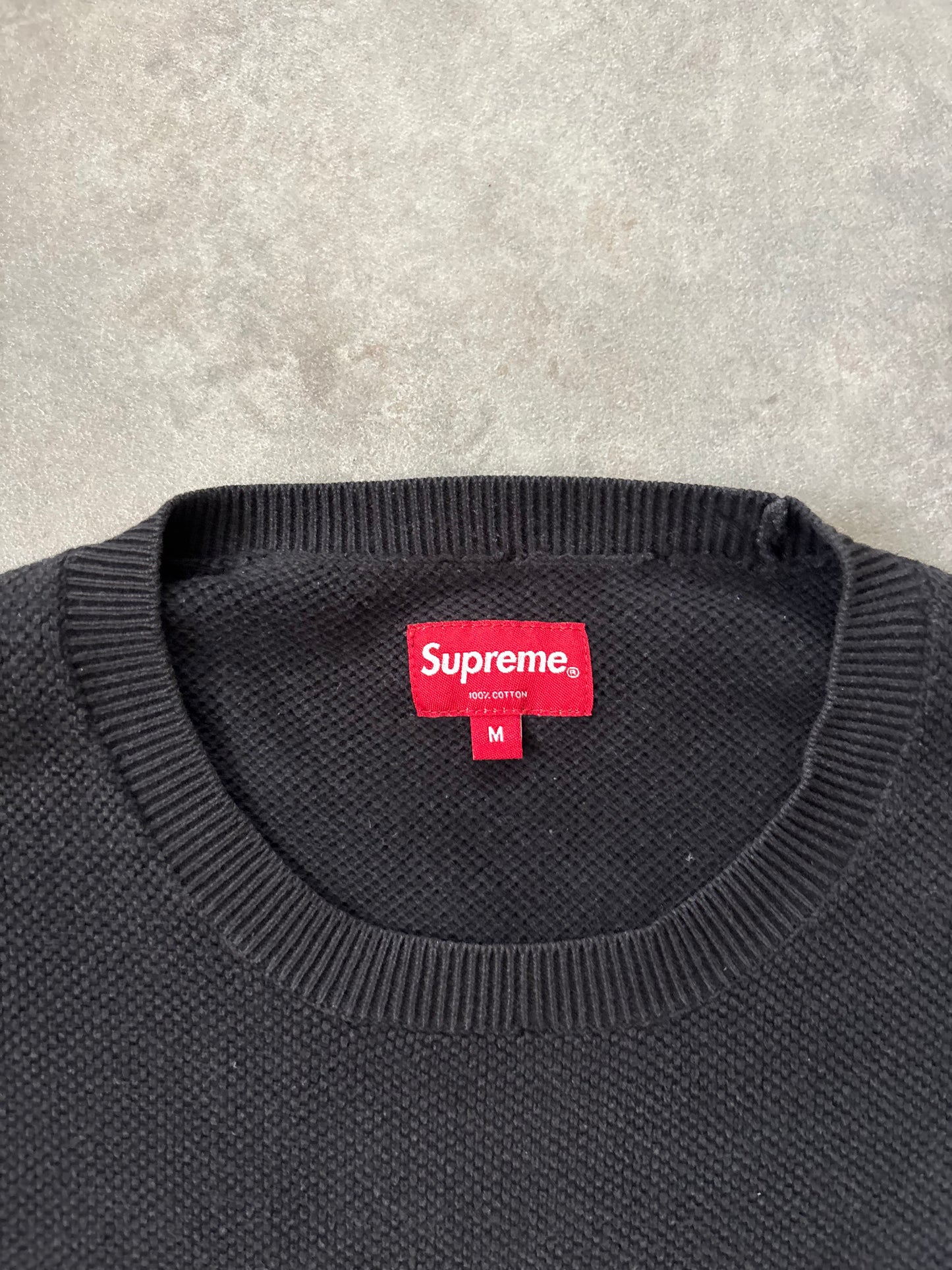 Supreme Logo Stripe Pique Crewneck (Str. M)