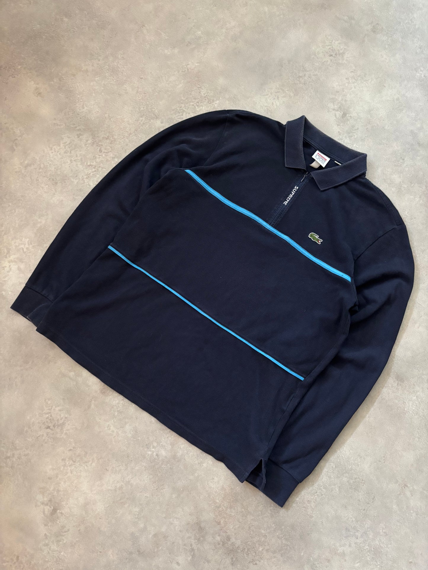 Supreme LACOSTE Pique Zip L/S Polo (Str. S)