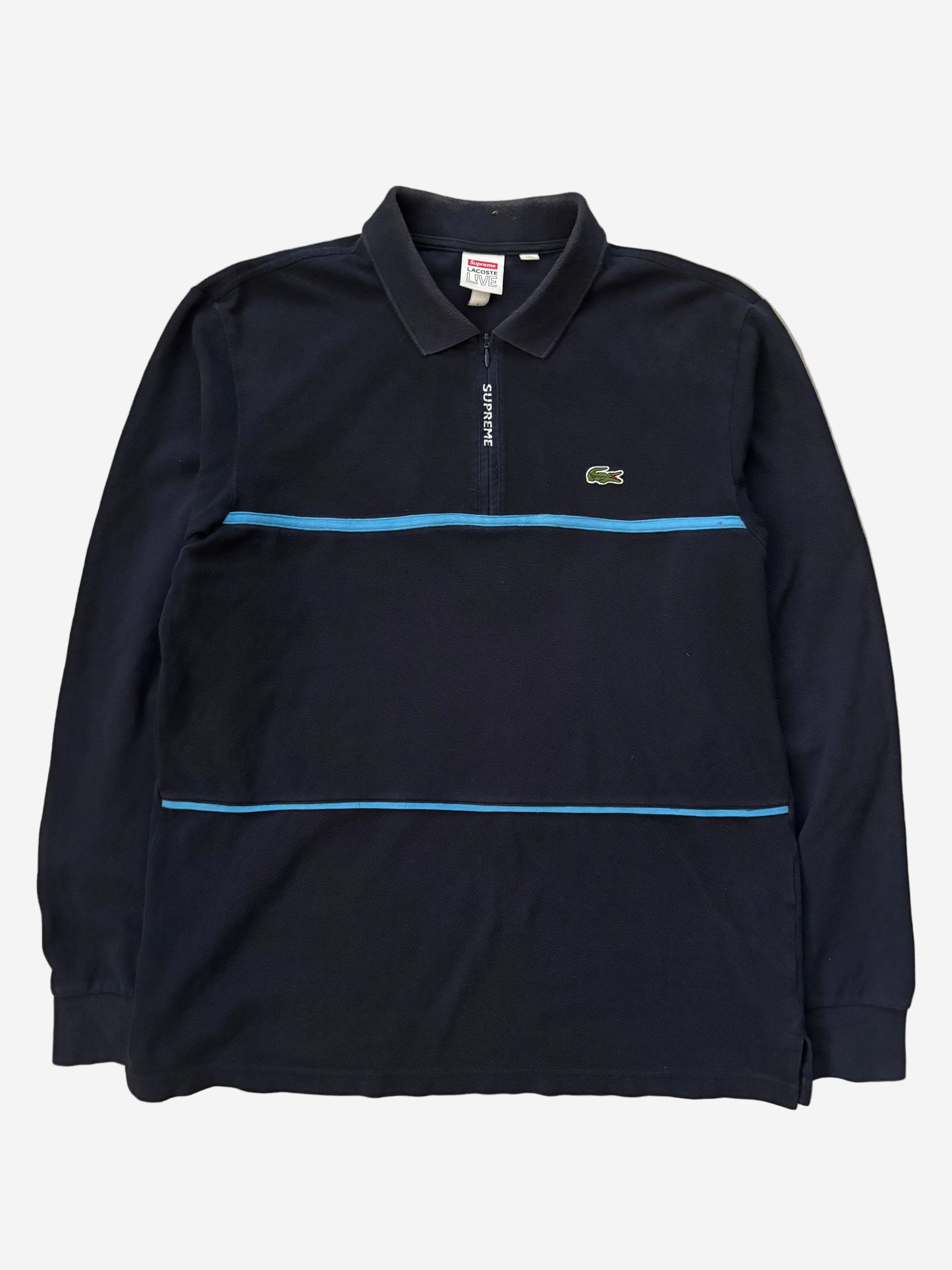 Supreme LACOSTE Pique Zip L/S Polo (Str. S)