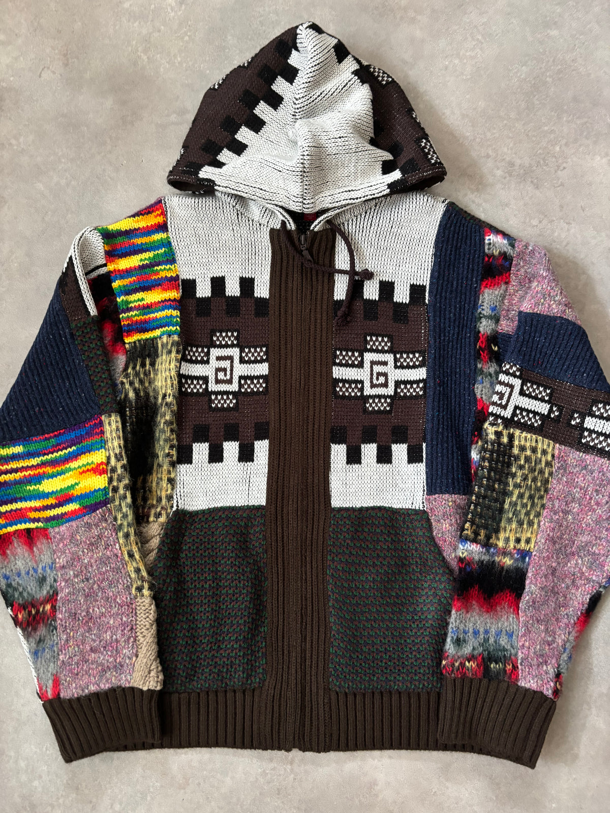 Supreme Patchwork Zip Up Hooded Sweater (Str. M)