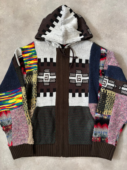 Supreme Patchwork Zip Up Hooded Sweater (Str. M)