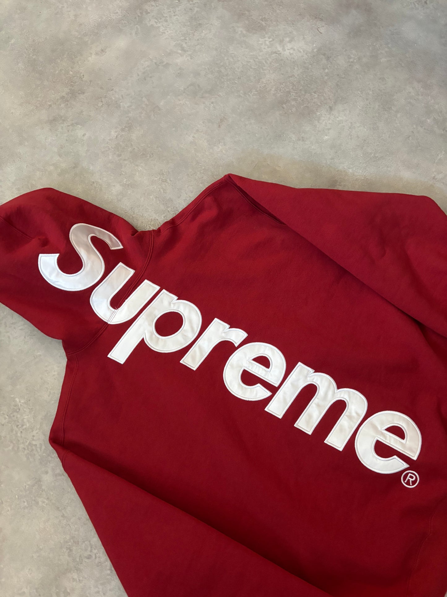 Supreme Satin Appliqué Hooded Sweatshirt (Str. L)
