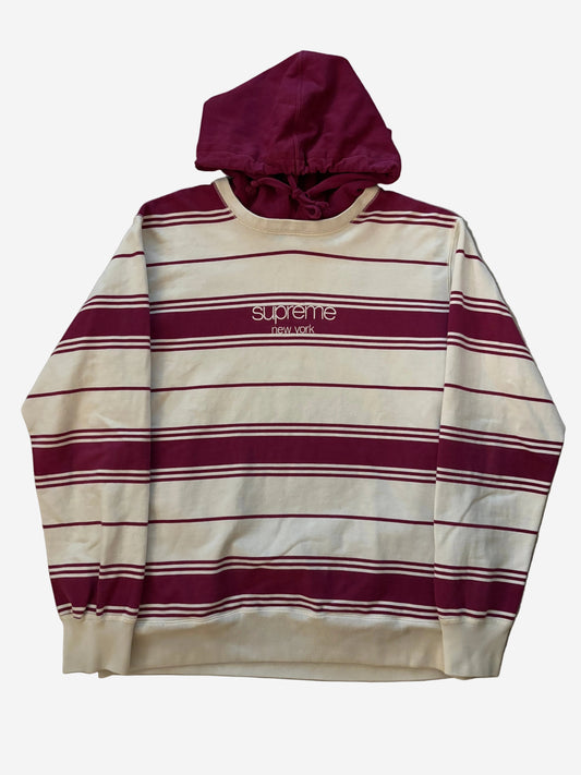 Supreme Striped Hooded Crewneck (Str. M)