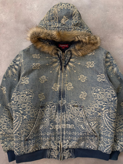 Supreme Bandana Jacquard Denim Hooded Work Jacket (Str. L)