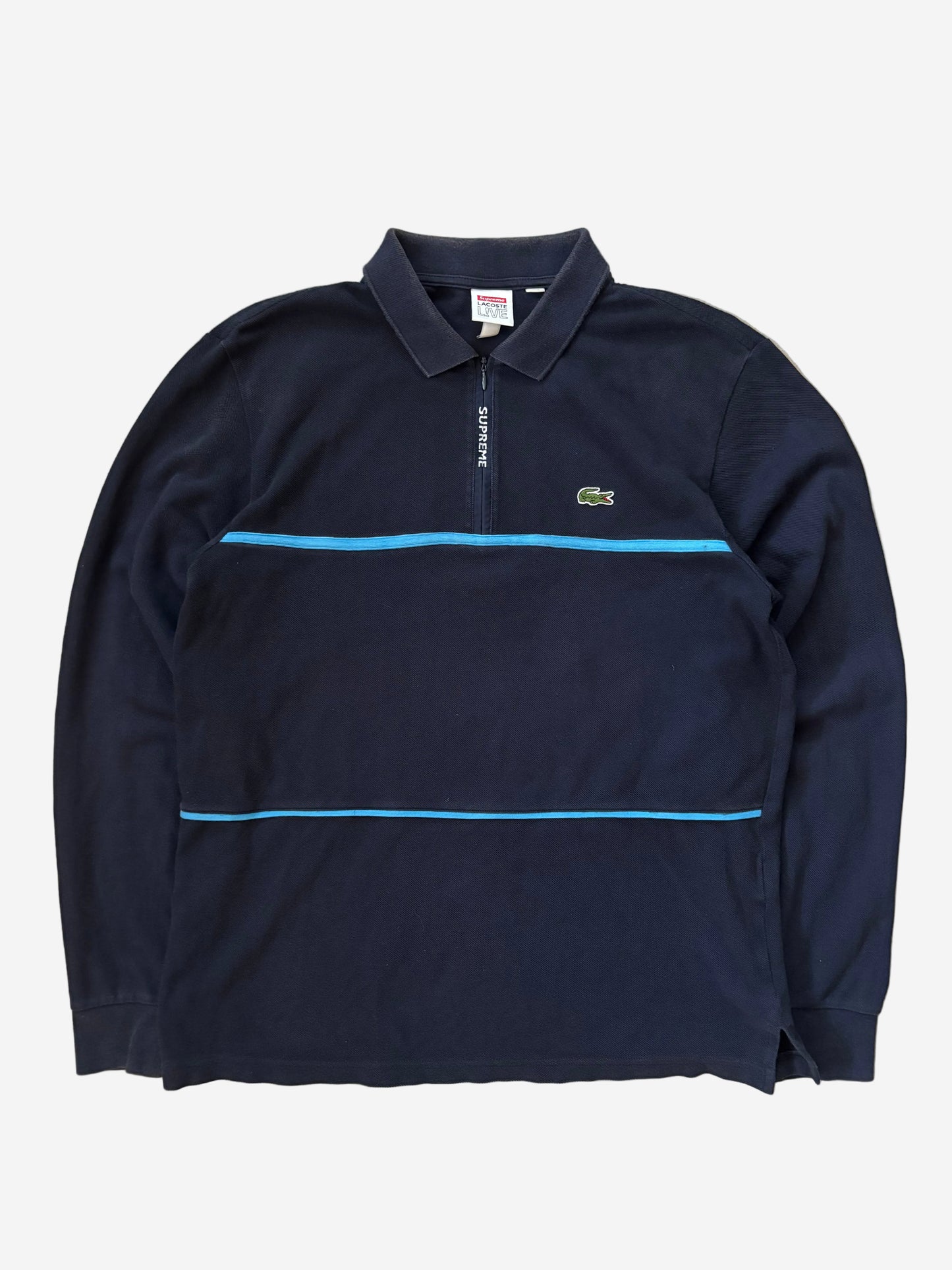 Supreme LACOSTE Pique Zip L/S Polo (Str. S)