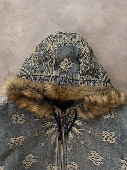 Supreme Bandana Jacquard Denim Hooded Work Jacket (Str. L)