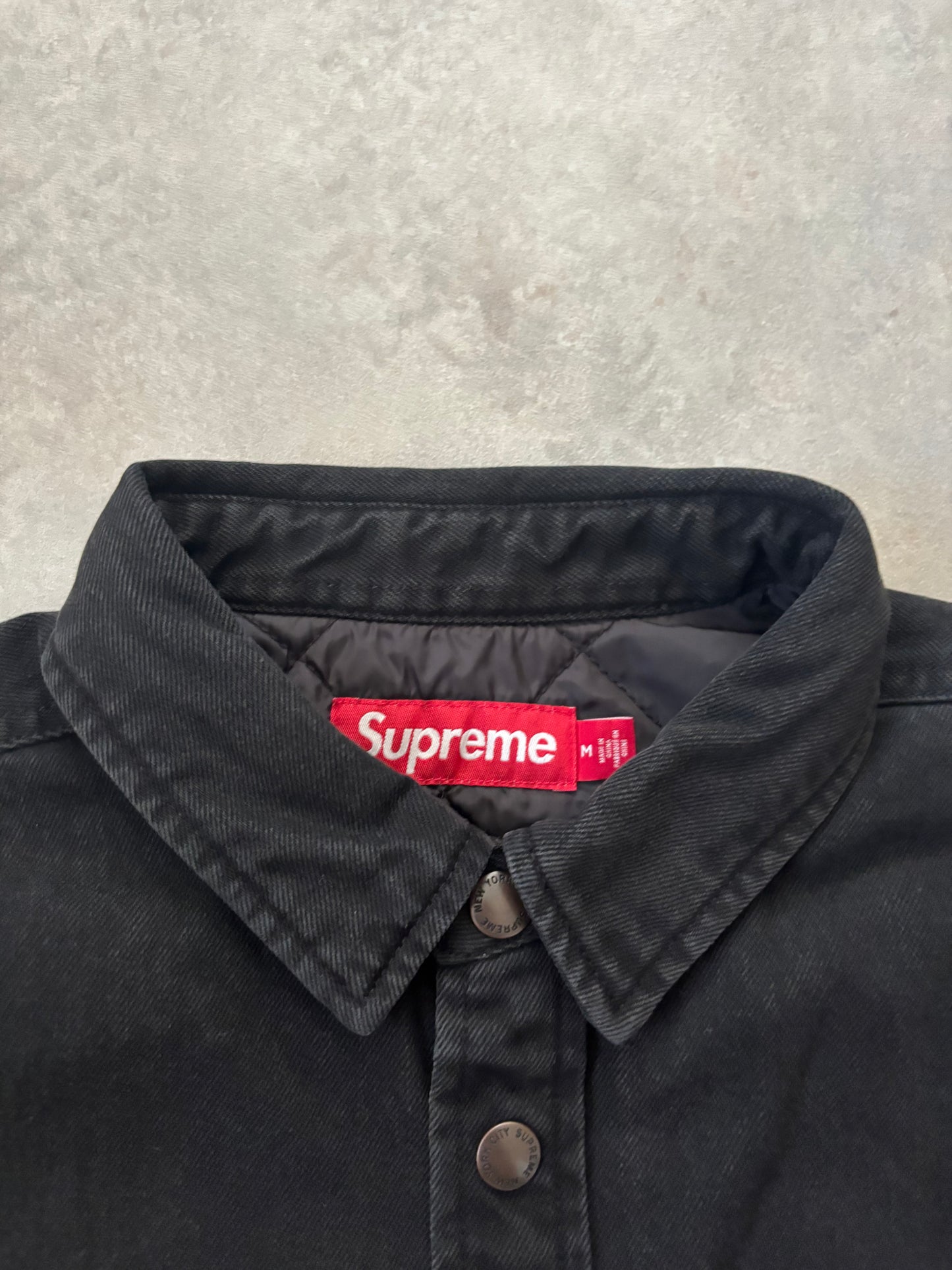 Supreme Quilted Lined Denim Snap Shirt (Str. M)
