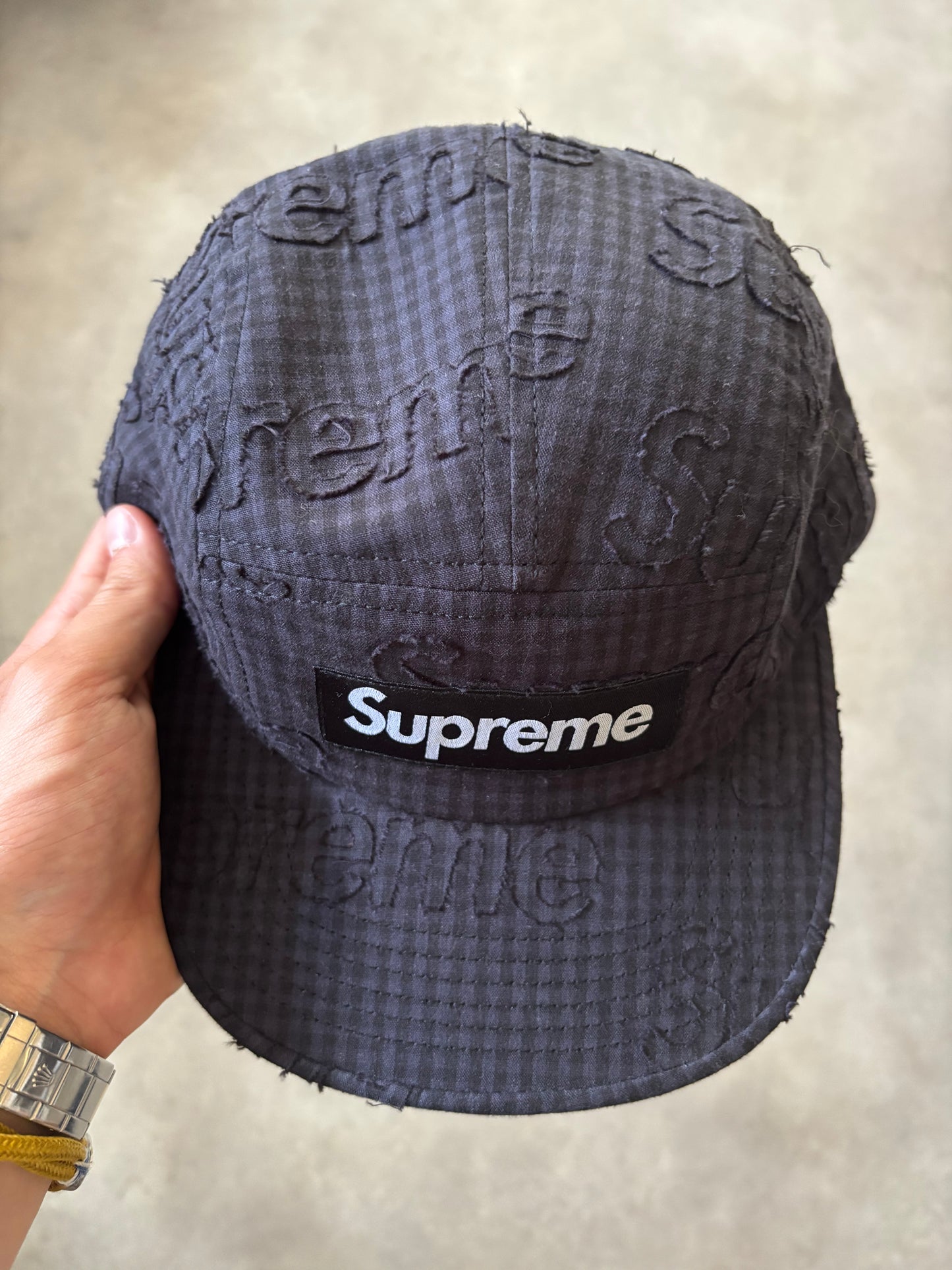 Supreme Monogram Gingham Camp Cap