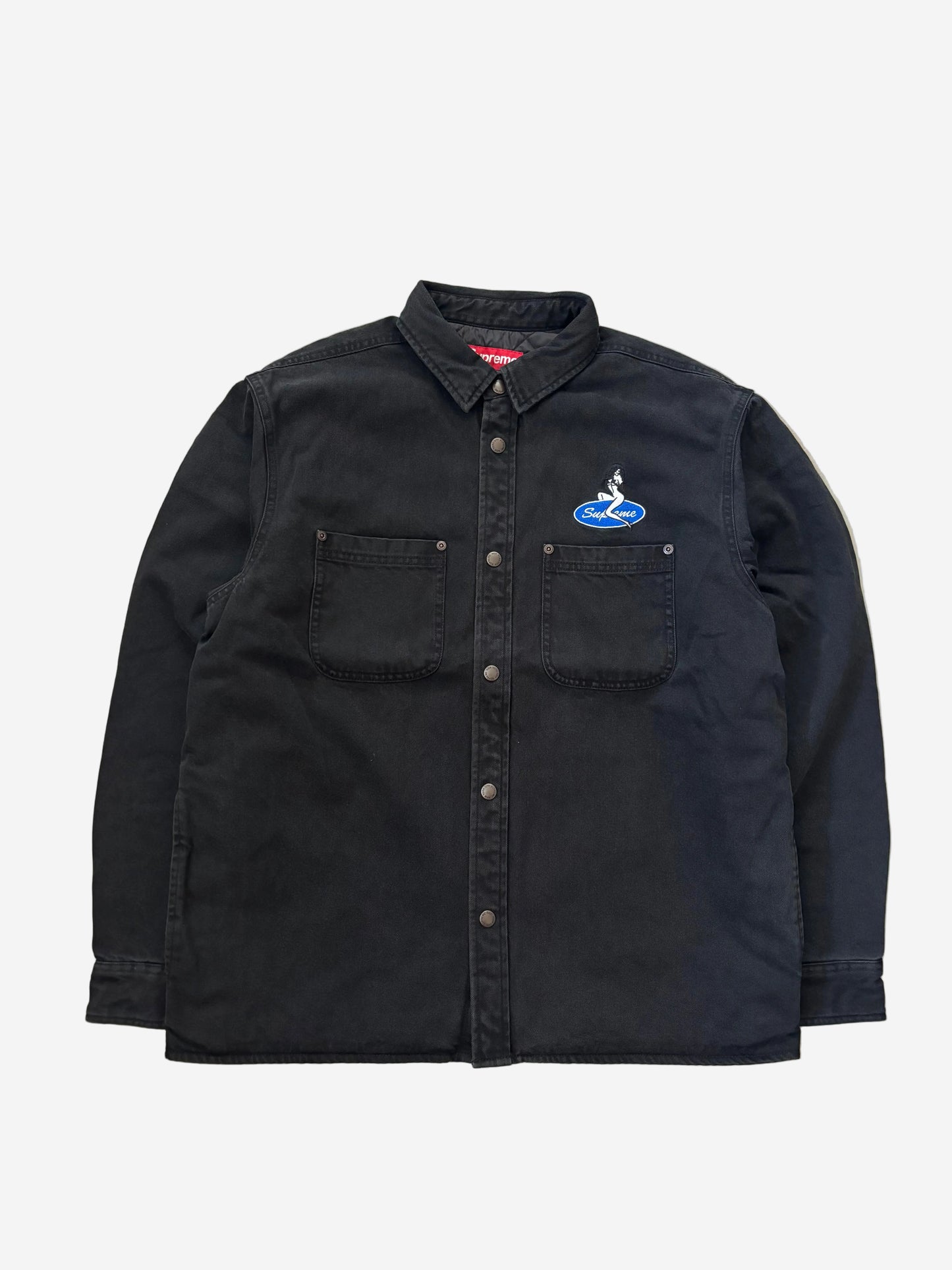 Supreme Quilted Lined Denim Snap Shirt (Str. M)