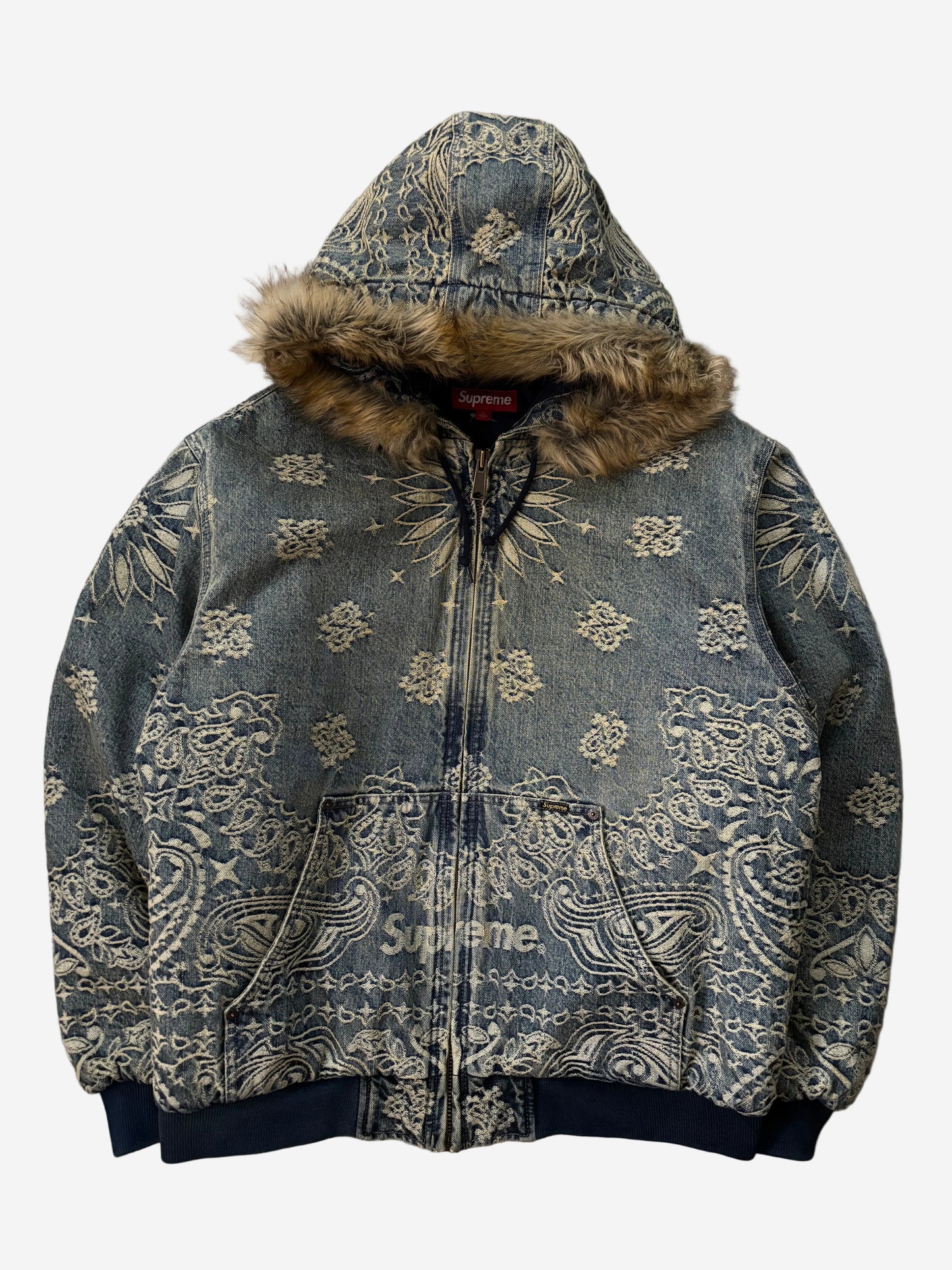 Supreme Bandana Jacquard Denim Hooded Work Jacket (Str. L)
