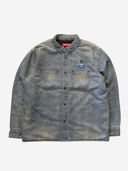Supreme Quilted Lined Denim Snap Shirt (Str. M)