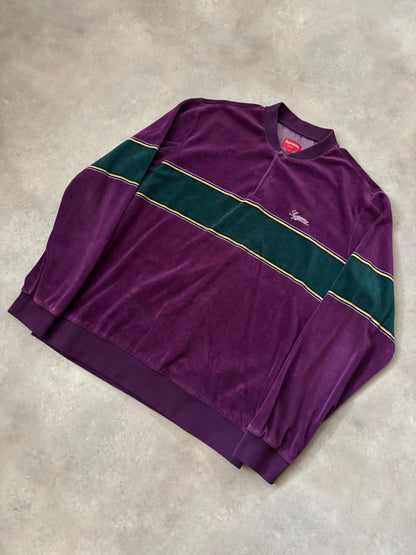 Supreme Stripe Velour Raglan L/S Polo (Str. L)