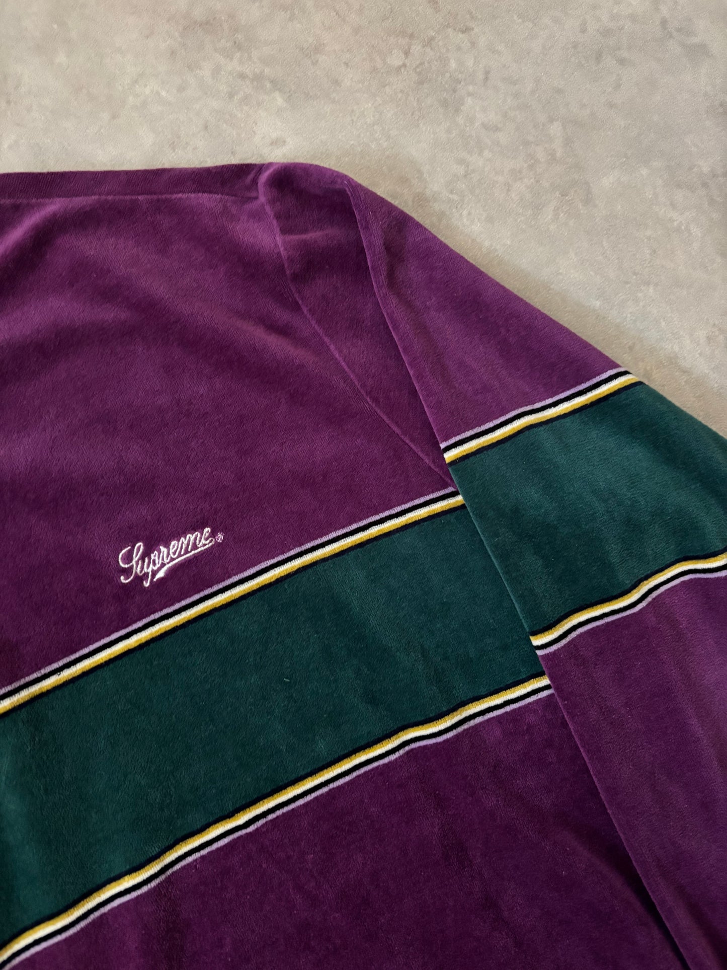 Supreme Stripe Velour Raglan L/S Polo (Str. L)