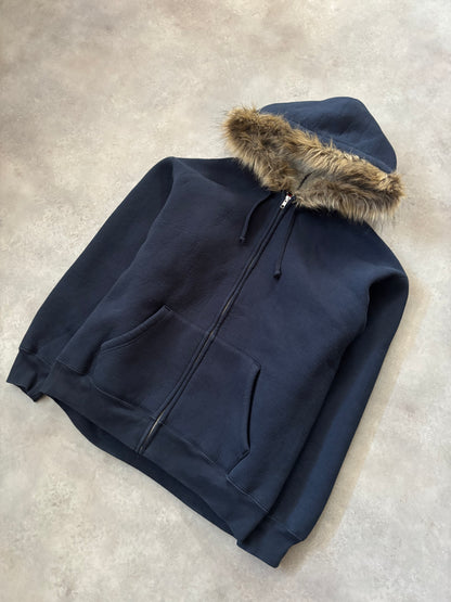 Supreme Faux Fur Zip  Up Hooded Sweatshirt (Str. S)