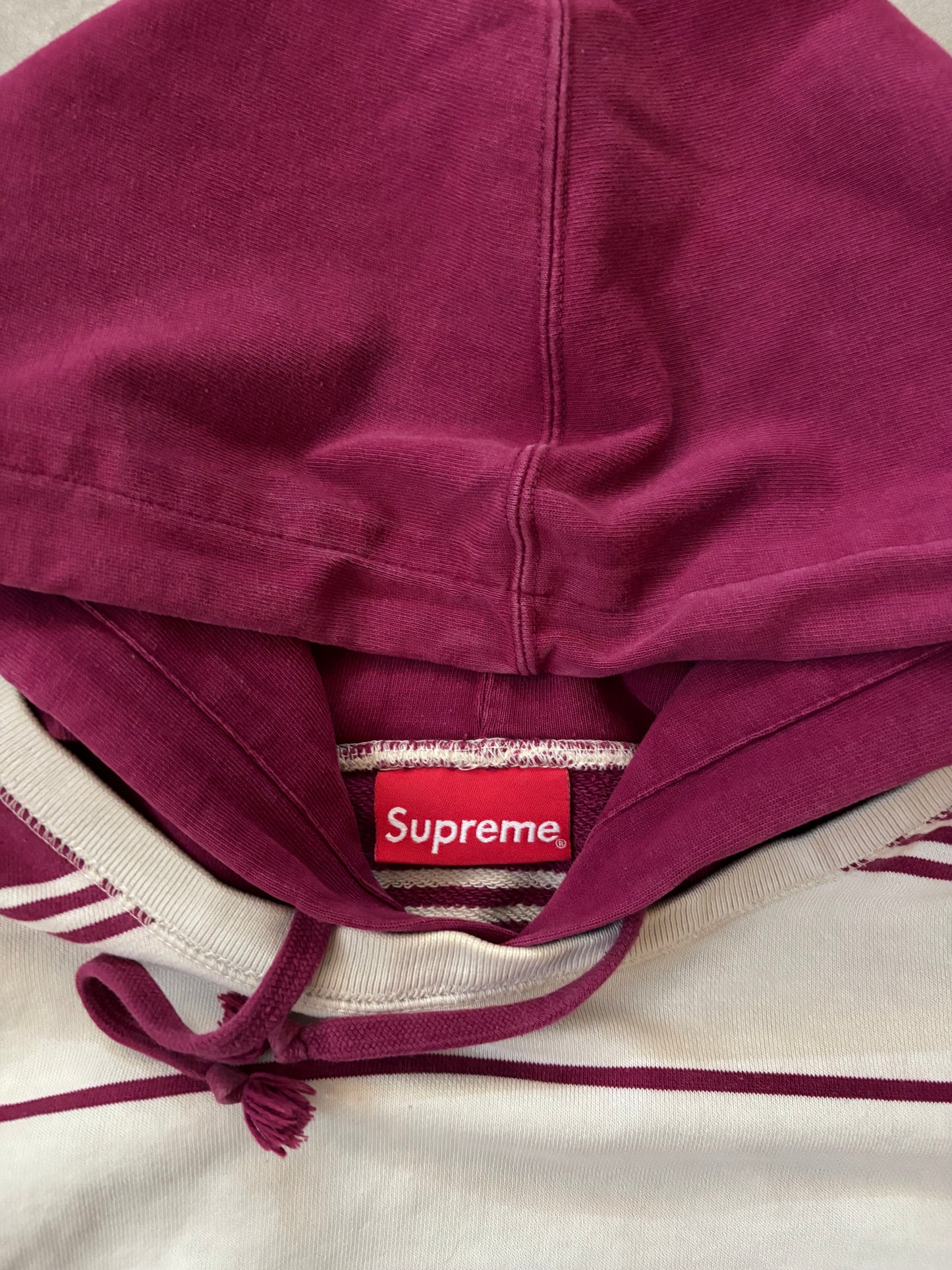Supreme Striped Hooded Crewneck (Str. L)