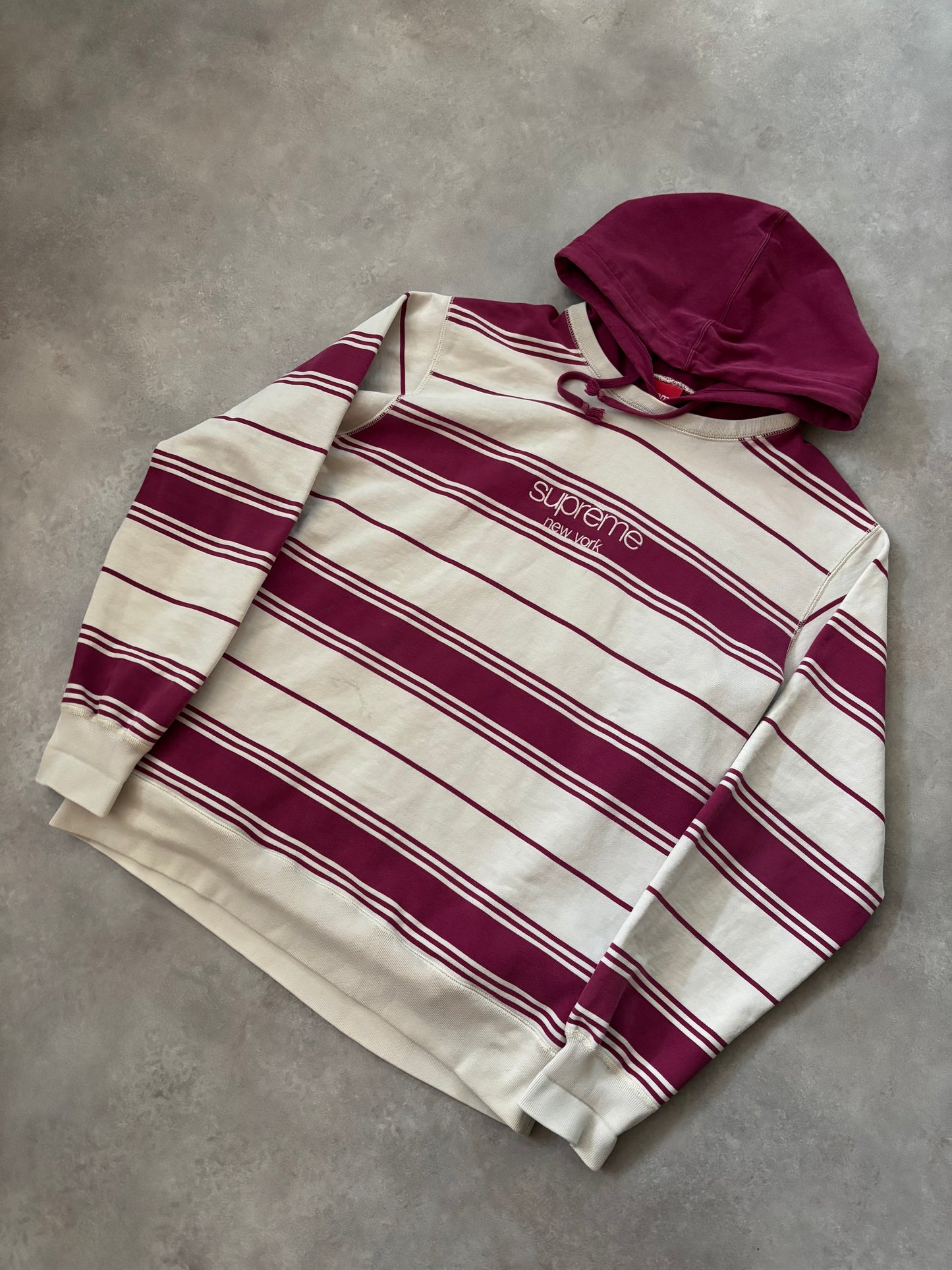 Supreme Striped Hooded Crewneck (Str. L)