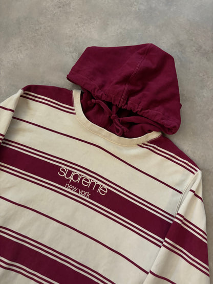 Supreme Striped Hooded Crewneck (Str. M)