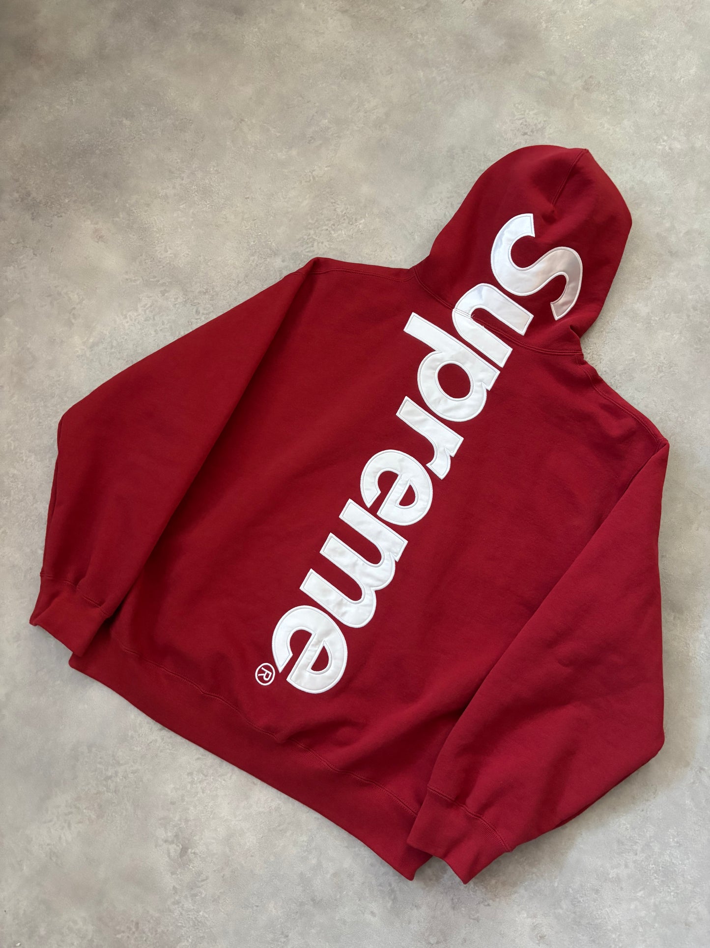 Supreme Satin Appliqué Hooded Sweatshirt (Str. L)